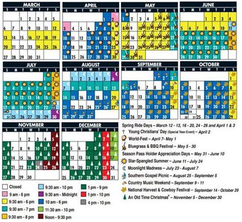 silver dollar city 2023 operating calendar.